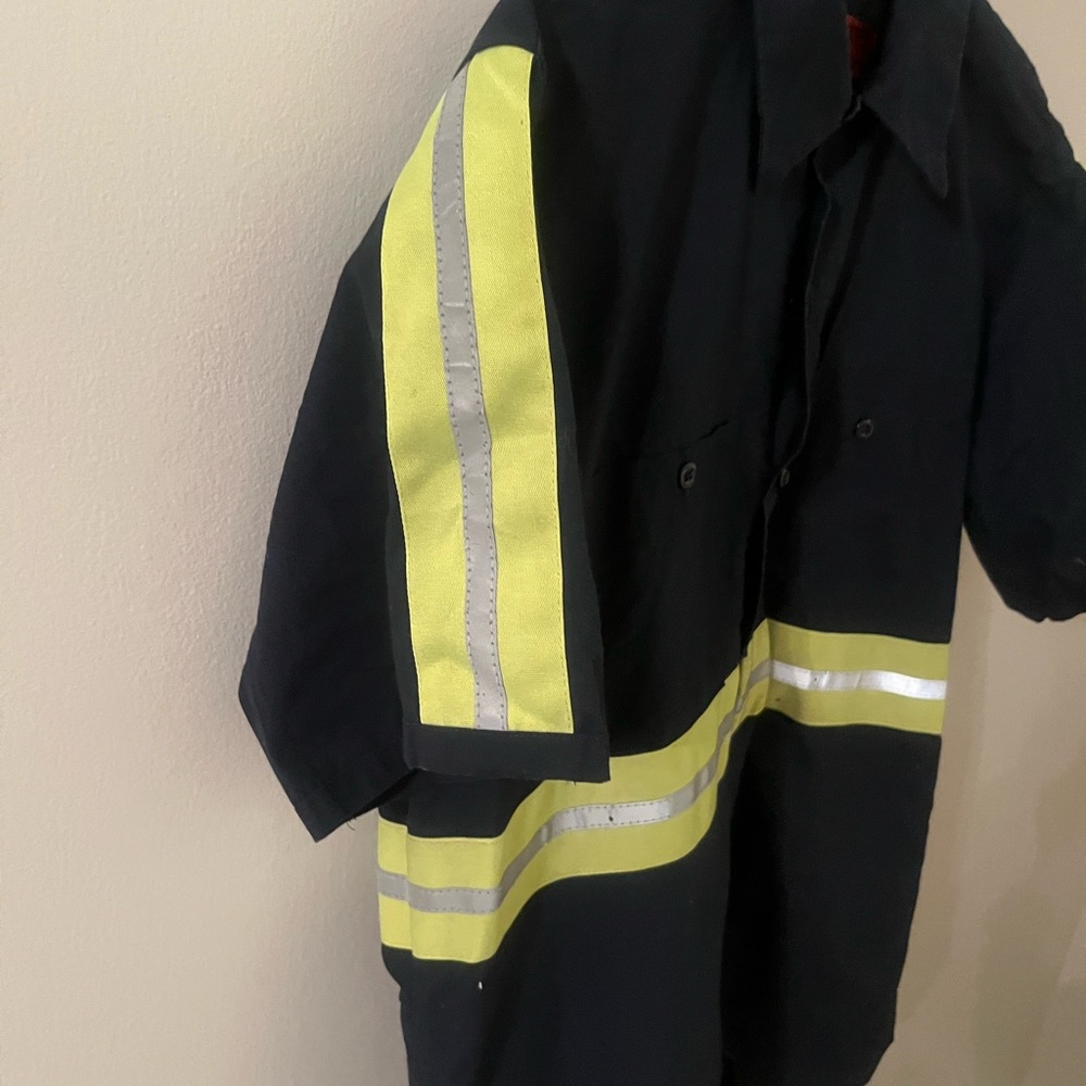 Large Men's Blue and Yellow Reflective Shirt - Picture 2 of 8